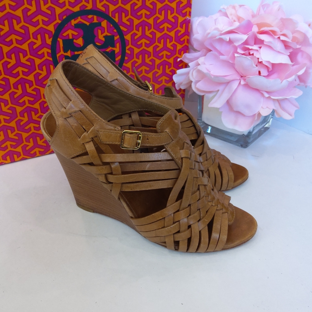 Tory Burch Tan Wedge Sandals - Picture 6 of 11